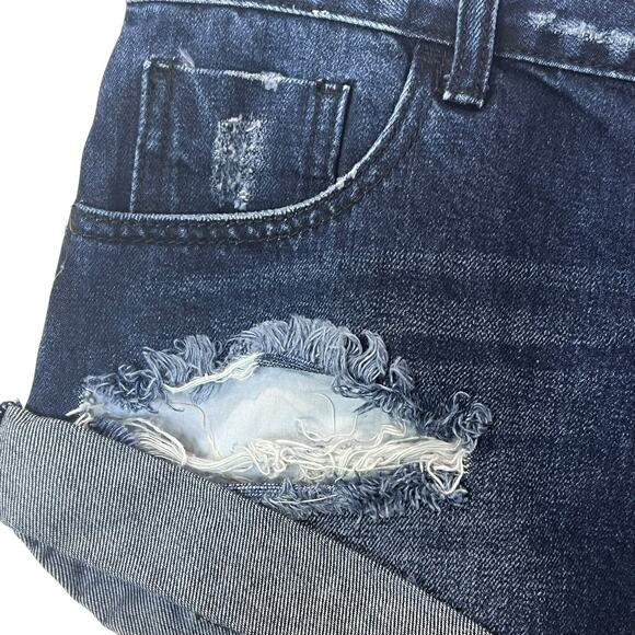 One Teaspoon Bandits Cut Off Jean Shorts Twisted Hem Distressed Blue Women 26 - Picture 4 of 9